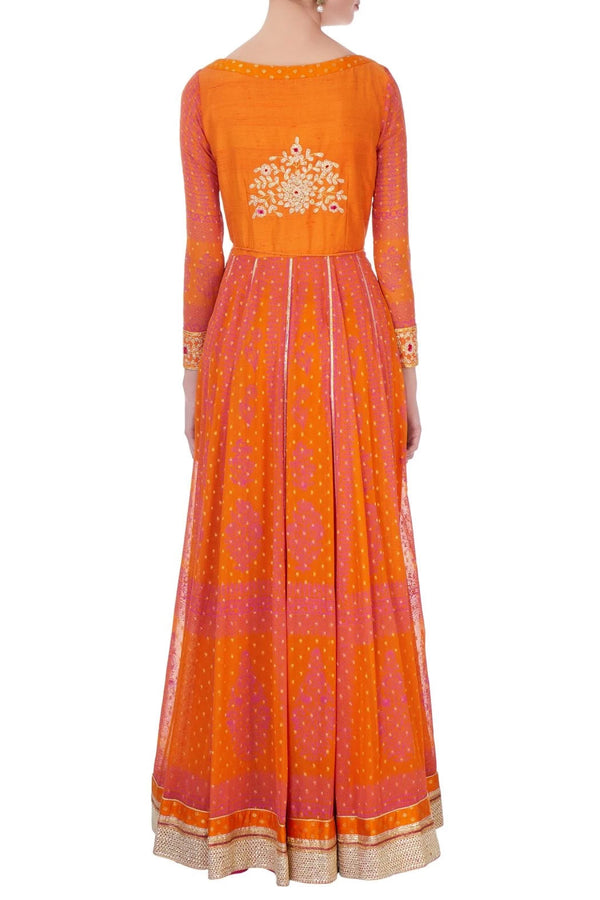 Pink & Rust Orange  anarkali set