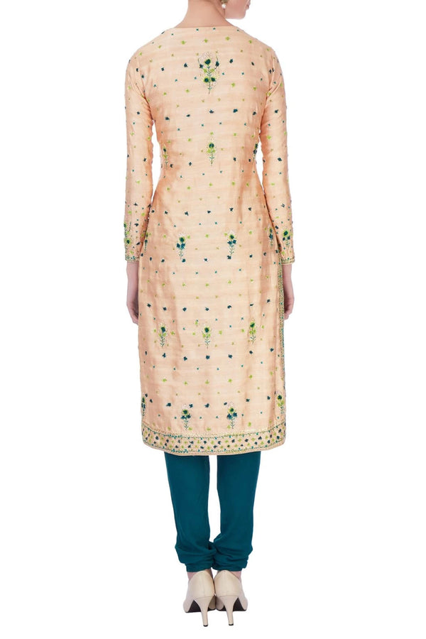 Off-white gota embroidery chanderi kurta set