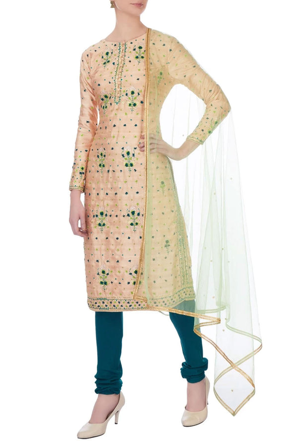 Off-white gota embroidery chanderi kurta set