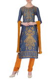 Blue viscose silk gota embroidered kurta set