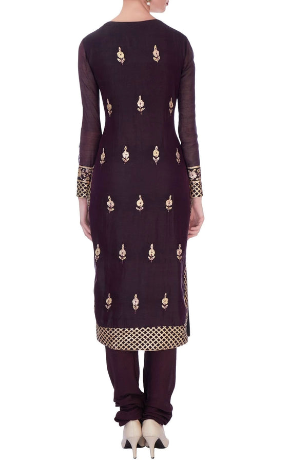 Dark Purple Kurta Set.