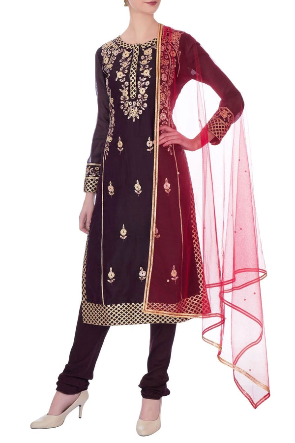 Dark Purple Kurta Set.