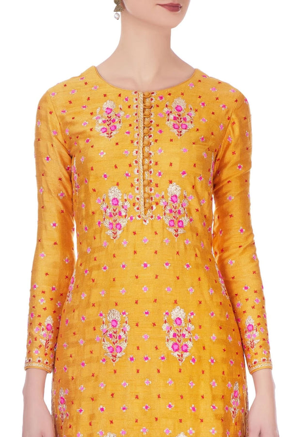 Orange & pink kurta in gota thread embroidery kurta set