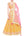 Yellow silk gota work lehenga with pink dupatta