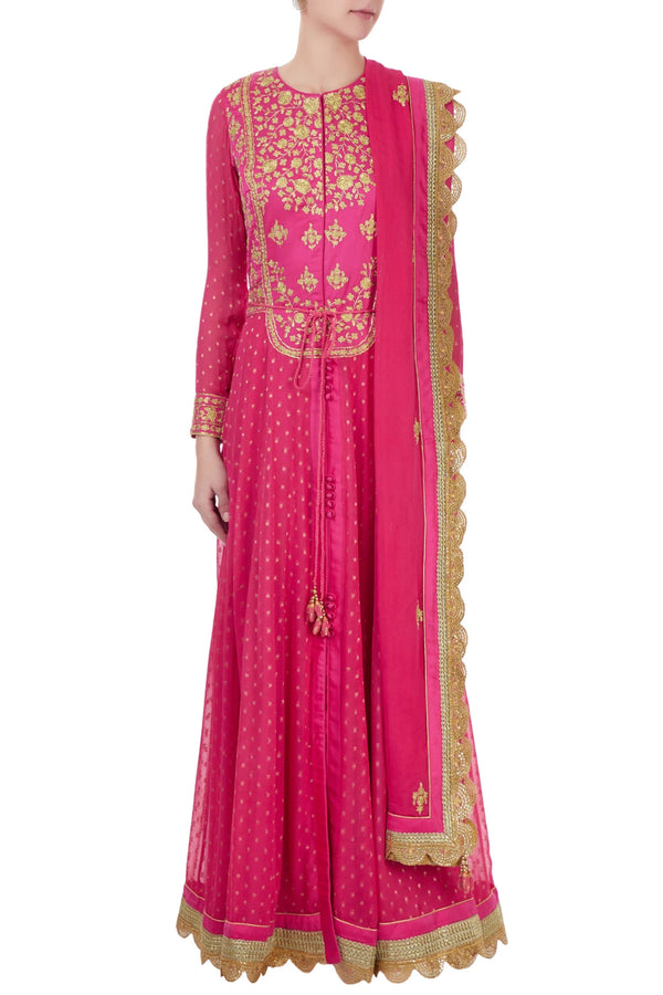 Pink  anarkali set.