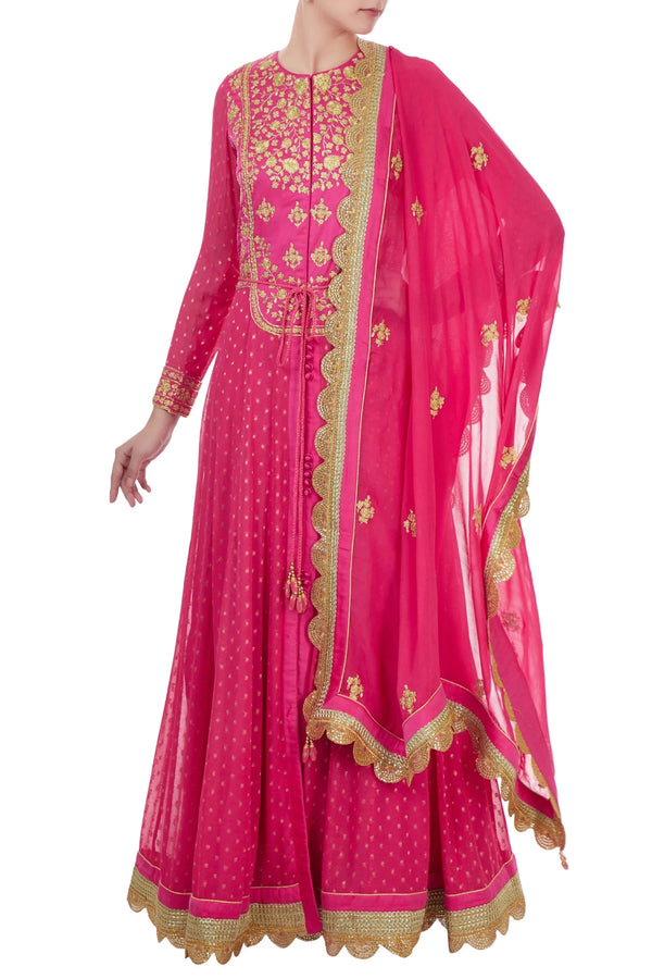 Pink  anarkali set.