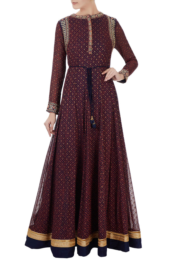 Navy blue anarkali set