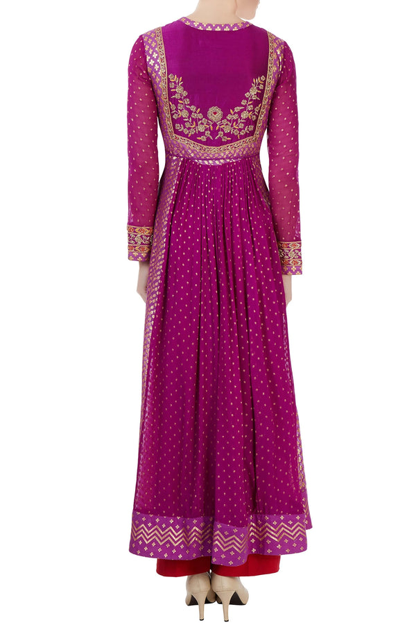 Purple anarkali set.