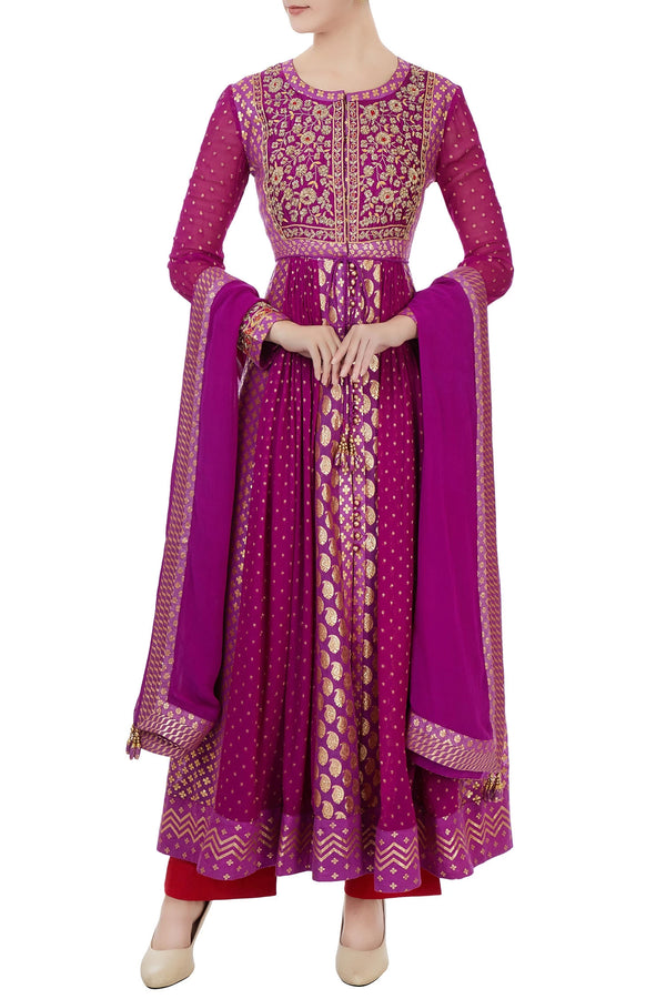 Purple anarkali set.