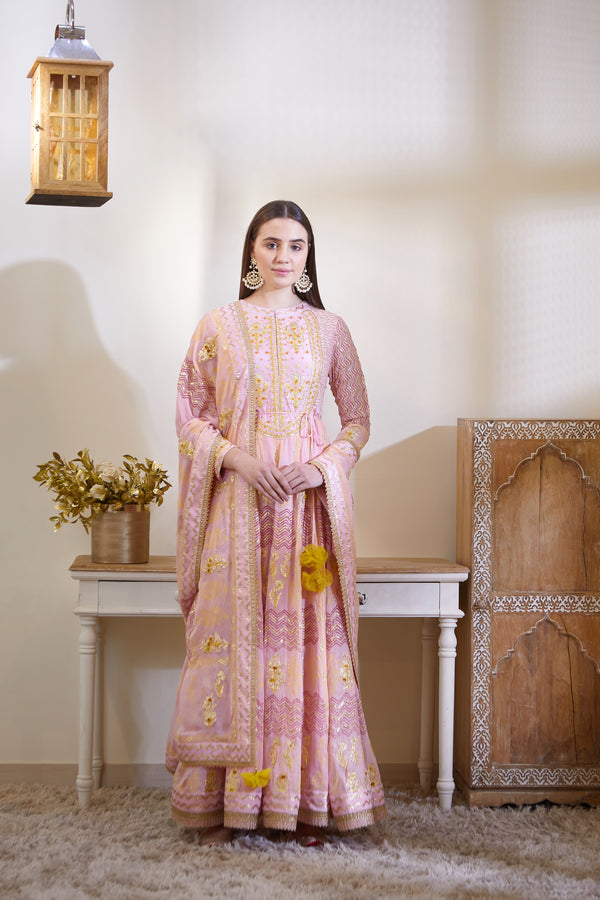Blush Pink Anarkali Set.
