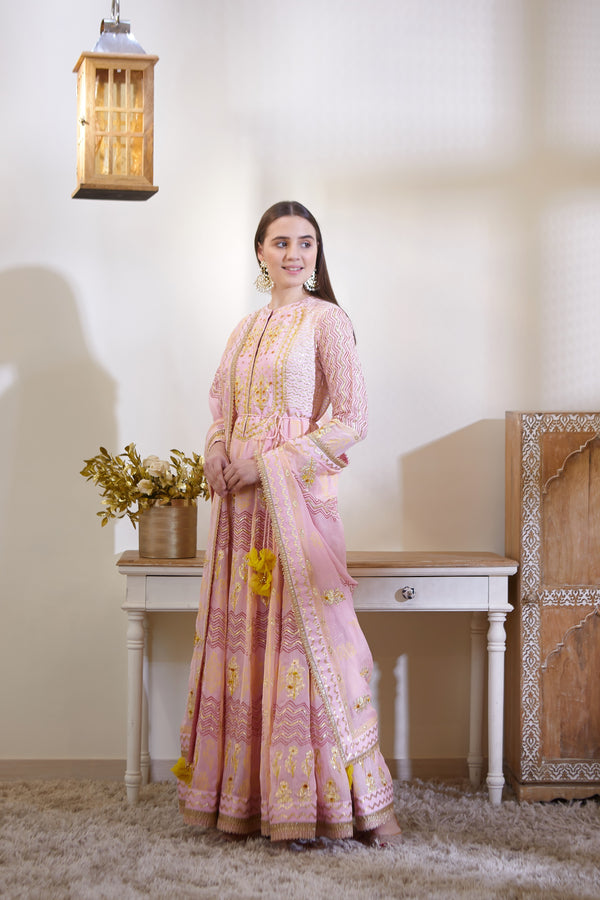 Blush Pink Anarkali Set.