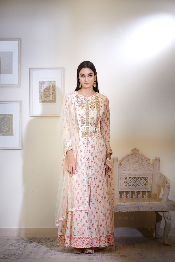 Classy Off-White Anarkali Designer Salwar Kameez for Engagement, Party,  Wedding, and Festive