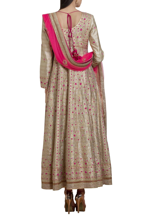 Gold - Pink Anarkali Set.