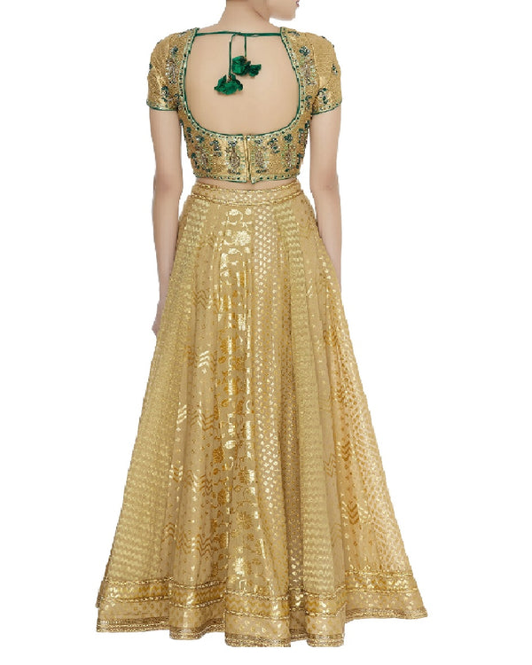Zardozi chanderi &amp; tissue lehenga set