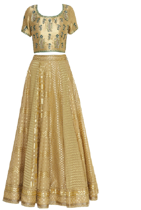 Zardozi chanderi &amp; tissue lehenga set