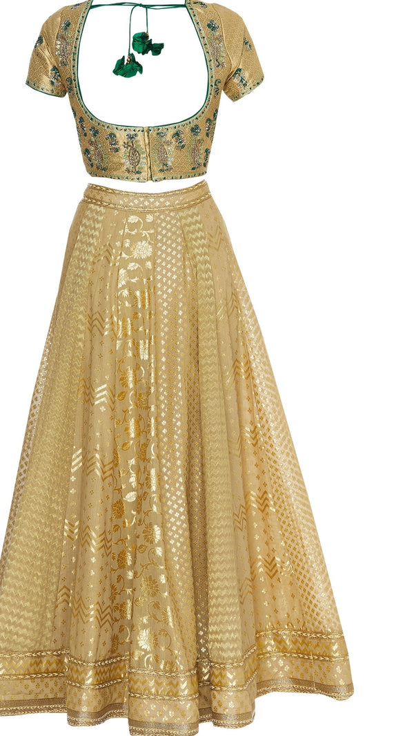 Zardozi chanderi &amp; tissue lehenga set