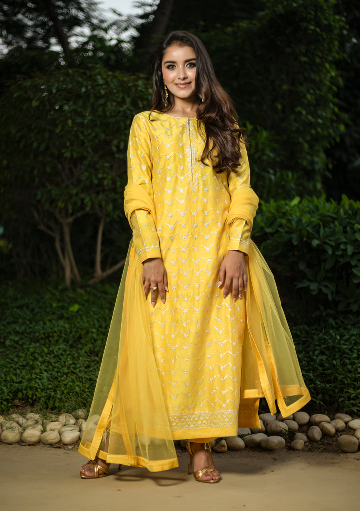 Yellow Kurta Set. – Shyam Narayan Prasad